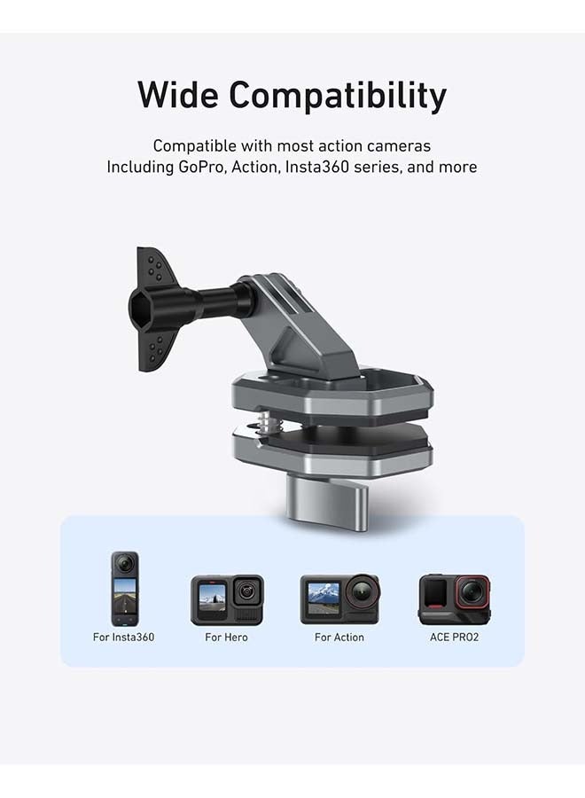 TELESIN Motorcycle Windshield Clip Camera Mount, Quick Release Motorbike Windscreen Clamp for Go Pro 13 12 11 10 9 8 7 DJI Action 5 Pro Action 4 3, Compatible with Insta360 X5 X4 X3 Sports Action Cam - Image 4