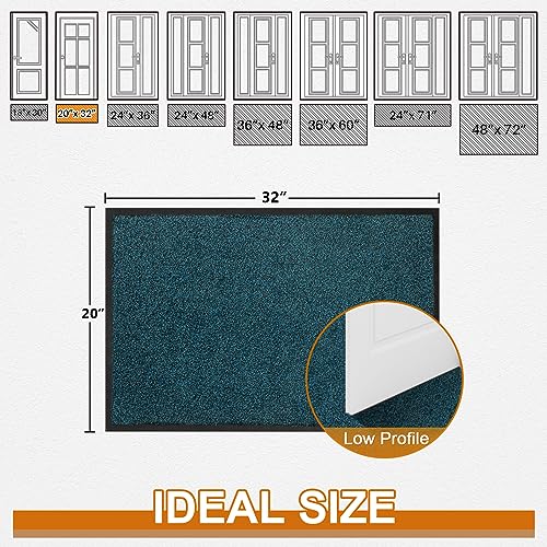 Mibao Front Door Mat, Dirt Trapper Welcome Mat for Outdoor Indoor, Non-Slip Waterproof Doormat, Durable Machine Washable Low Profile Entry Rug for Back Door Outside Patio Porch, 32" x 20", Blue - Image 2