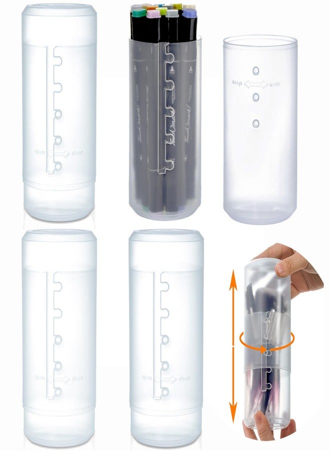 TOPZEA 4 Pack Retractable Makeup Brush Holders, Plastic Portable Cosmetic Organizer Travel Makeup Accessories Cups with Lid, Dust-proof Brushes Storage Case for Women, Make-up Artist - Image 1