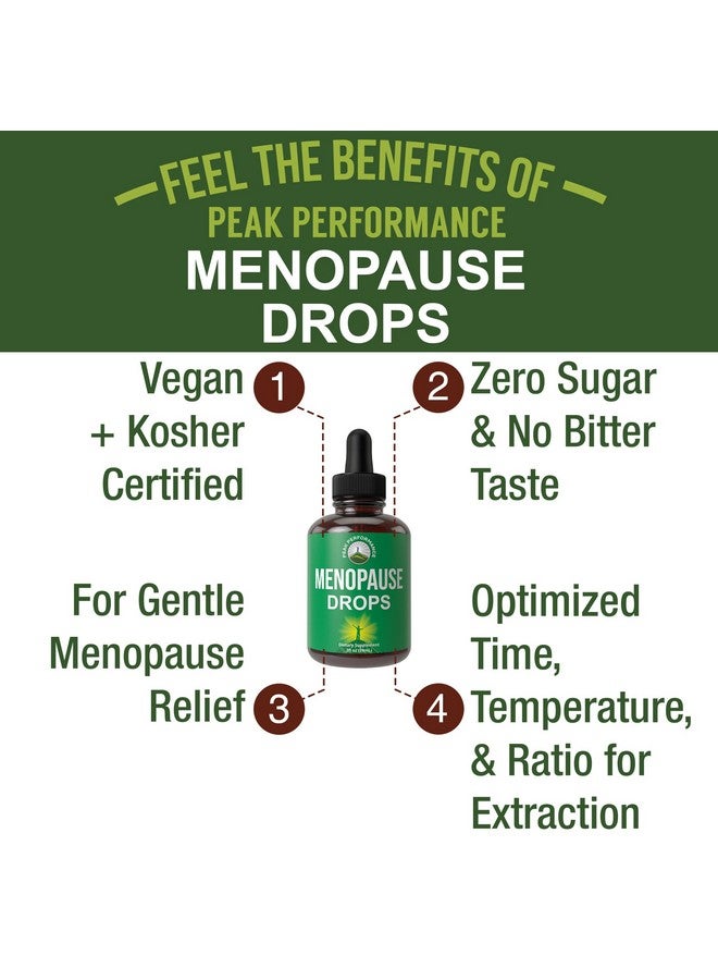 Peak Performance Menopause Supplements 7-In-1 Liquid Drops. 7 Herbal Ingredients for Hot Flashes Menopause Relief. Vegan, Zero Sugar Support for Women. Yam Root, Organic Dong Quai + Chaste Tree Berries, Black Cohosh - Image 3