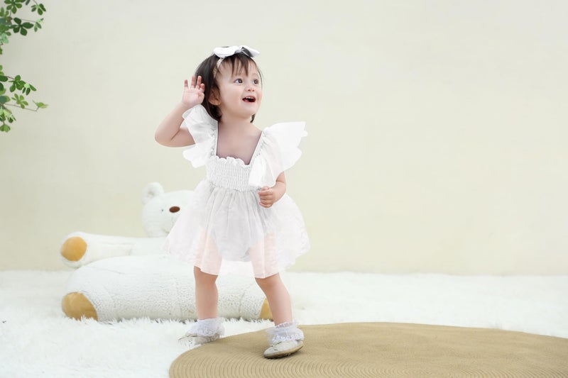 TITKKOP Baby Girl Clothes Infant Tulle Romper Ruffe Sleeveless Bodysuit Baby Girl Outfits Infant Girl Dress(white,6-12M) - Image 5
