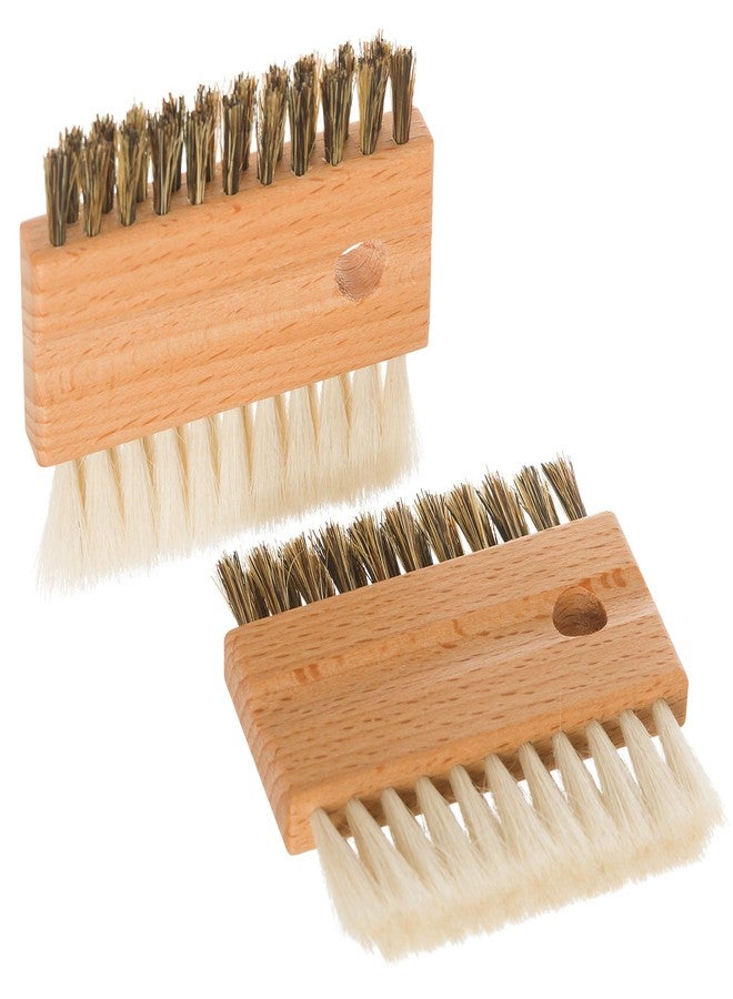 Redecker Goat Hair and Boar Bristle Keyboard Brush, Set of 2, Slim Dual-Sided Brush Cleans Screens and Between Keys, 3-inches, Made in Germany - Image 1