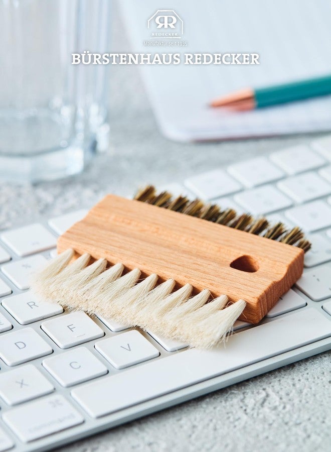 Redecker Goat Hair and Boar Bristle Keyboard Brush, Set of 2, Slim Dual-Sided Brush Cleans Screens and Between Keys, 3-inches, Made in Germany - Image 4