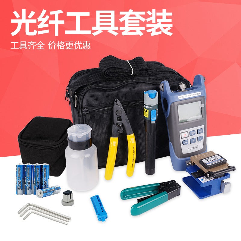 Optical Fiber Tool Kit Fiber Cleaver Set Cold Contact Cutting Tool Set with Optical Power Meter Red Pen Wire Stripping Plier - Image 3