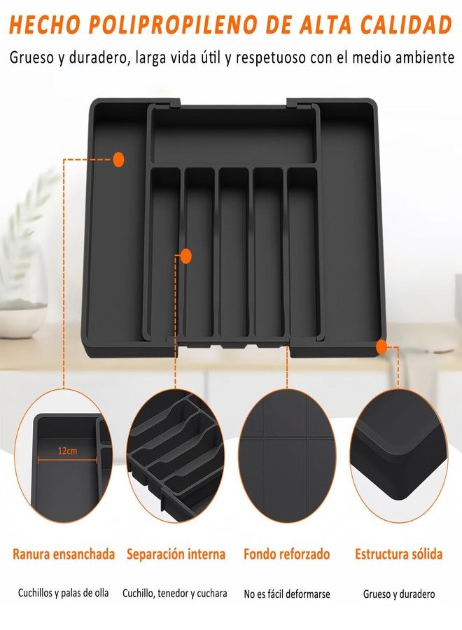 TRIONZZA,8 Dividers Cutlery Organizer, Expandable Cutlery Tray, Extendable Kitchen Drawer Organizer, Plastic Cutlery Holder for Storage Cutlery and Utensils - Image 4
