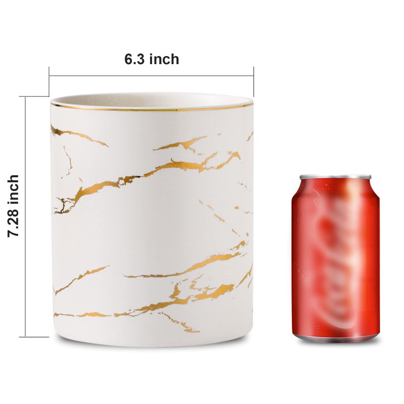 Howise 7" Marble Utensil Holder, Large Kitchen Utensil Holder Organizer , Golden Marble White Stable Utensil Crock Spatula Holder for Kitchen Counter Countertop Farmhouse Cooking Tools Holder - Image 5