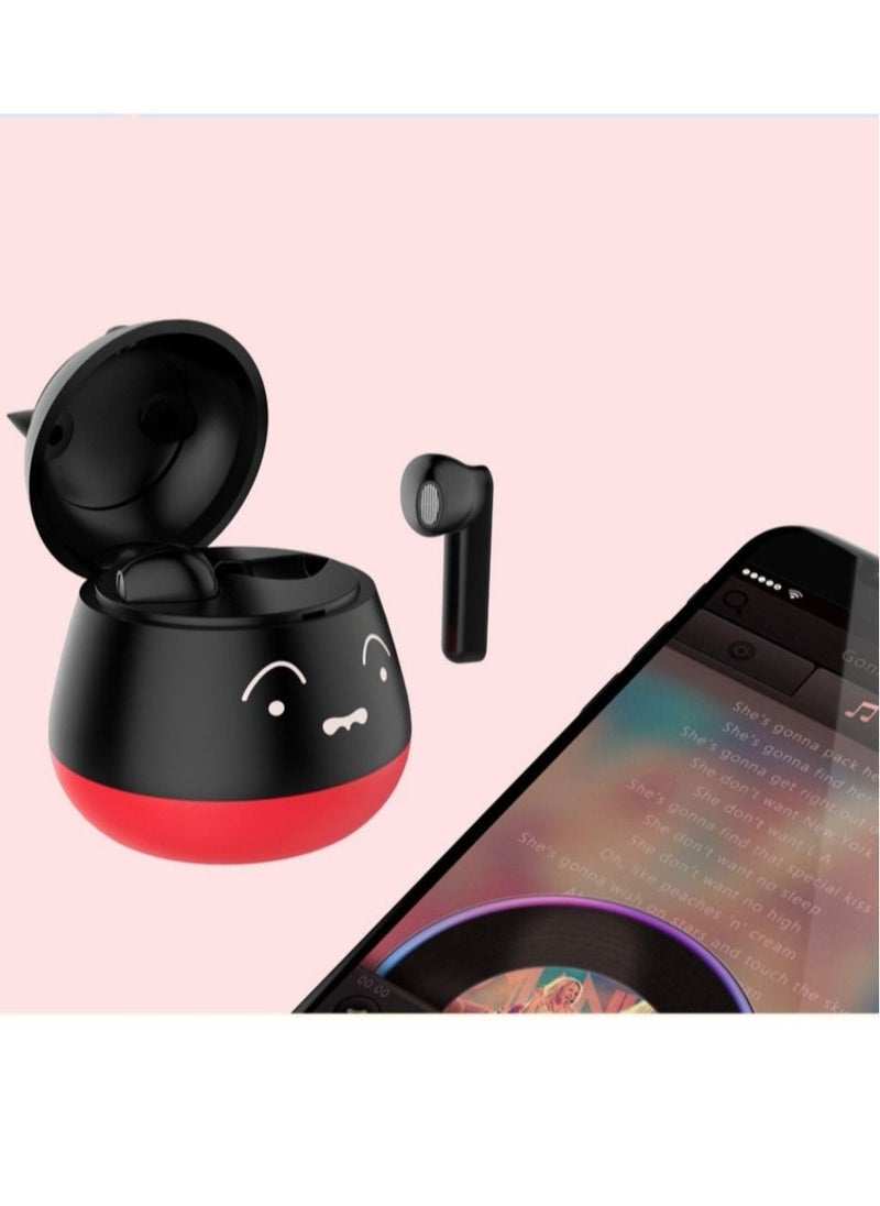 TWS bluetooth headset cute black elf cartoon 5.0 stereo binaural call headset wireless earbuds true wireless compatible apple Suitable for Android and other systems bluetooth 5 true wireless earbuds