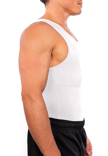 Esteem Apparel Max Mens Compression Shirt for Chest and Body Shaper Belly Slimming Shapewear Undershirt Tank Top for Men (White, XXL) - Image 2