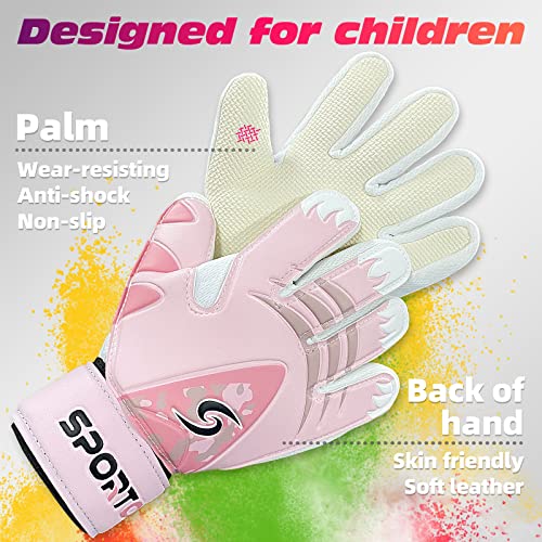 Sportout Kids Goalkeeper Gloves, Soccer Goalie Gloves with Double Wrist Protection and Non-Slip Wear Resistant Latex Material to Prevent Injuries - Image 2