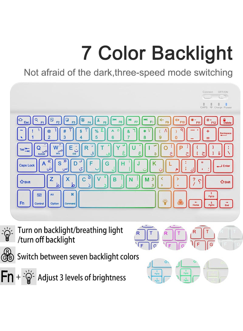 Rock Pow Case with Arabic Keyboard for Samsung Galaxy Tab A9 Plus 11 inch (SM-X210/X216/X218),7 Color Rainbow Backlight Detachable Keyboard Magnetic Case with Pen Slot for Tablet A9+ 5G - Image 5