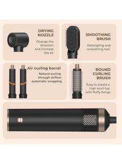 General Air Styler Hair Dryer Brush Negative Ion Hair Dryer Hair Straightener Brush Quick Dry Hair Styler Volumizer Hair Dryer Curler Automatic Curling Iron (Black)  - Image 3
