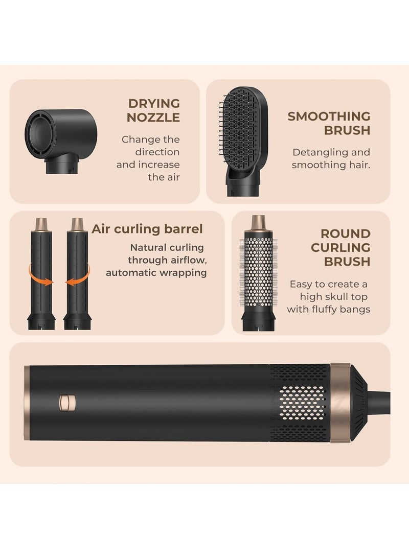 General Air Styler Hair Dryer Brush Negative Ion Hair Dryer Hair Straightener Brush Quick Dry Hair Styler Volumizer Hair Dryer Curler Automatic Curling Iron (Black)  - Image 3