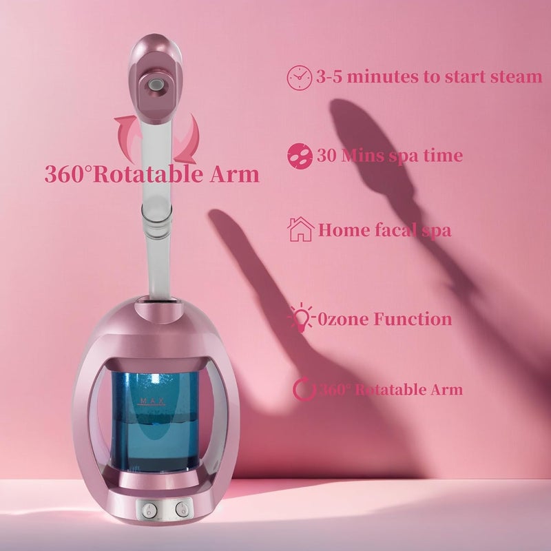 Asiakarn Pink Nano Ionic Facial Steamer For Deep Facial Cleansing Hair Steamer Professional Facial Steamer Facial Steamers For Facial Spa At Home - Image 2