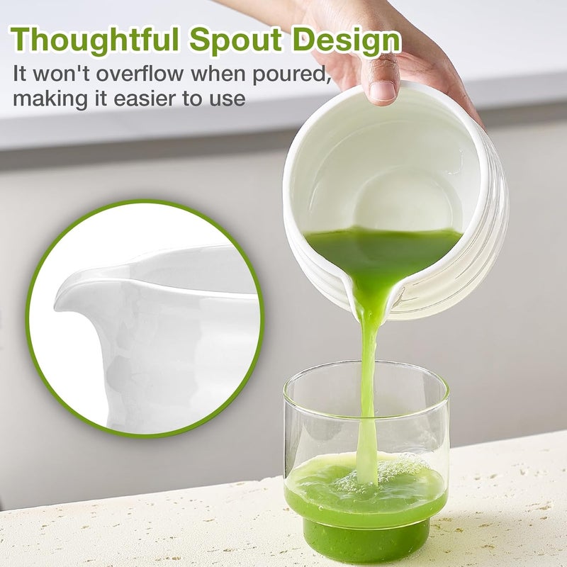 Mfacoy Matcha Whisk Set, Japanese Tea Set (5pcs) includes Matcha Bowl with Spout (19 oz), Bamboo Whisk and Matcha Scoop, Whisk Holder, Stainless Steel Sifter, Tea Making Tools, Matcha Kit - Image 3