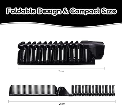 ExceLife Foldable Hair Comb Travel Pocket Size Collapsible Comb Double Headed Folding Hair Brush Massage Detangle Antistatic Hairdressing Tools for Women Men - Image 2