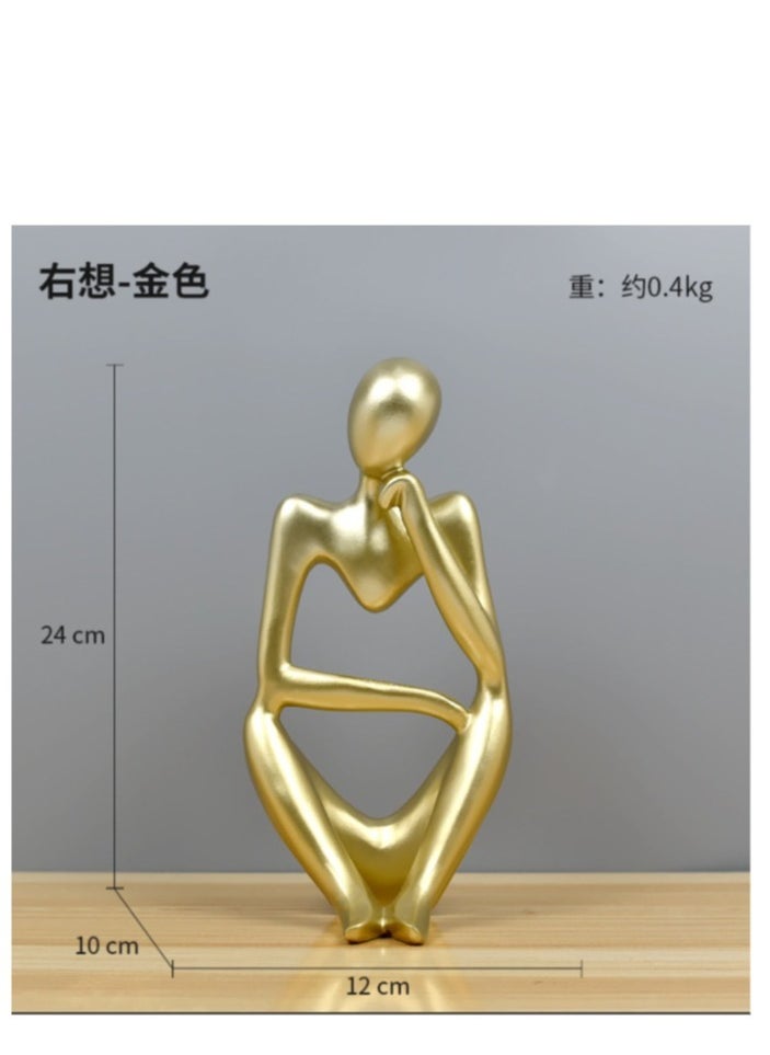 Occuwzz - Thinker Reading Statue Resin Abstract Sitting Figure Art Sculpture Home Decor Bookshelf Desktop Ornament Modern Figurines for Decorating Bedroom  Office Living Room Apartment Gold - Image 1