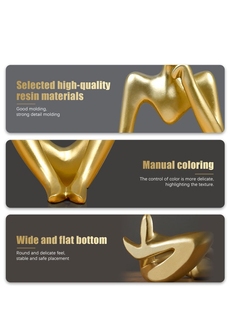 Occuwzz - Thinker Reading Statue Resin Abstract Sitting Figure Art Sculpture Home Decor Bookshelf Desktop Ornament Modern Figurines for Decorating Bedroom  Office Living Room Apartment Gold - Image 1