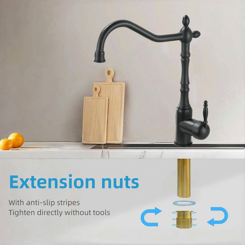 Weirun Faucet Nipple with Locking Nut and Washers 6 inch Extra Length Shank Nuts Faucet Tap Extension Threaded Pipe Mounting Hardware Part 15cm - Image 3