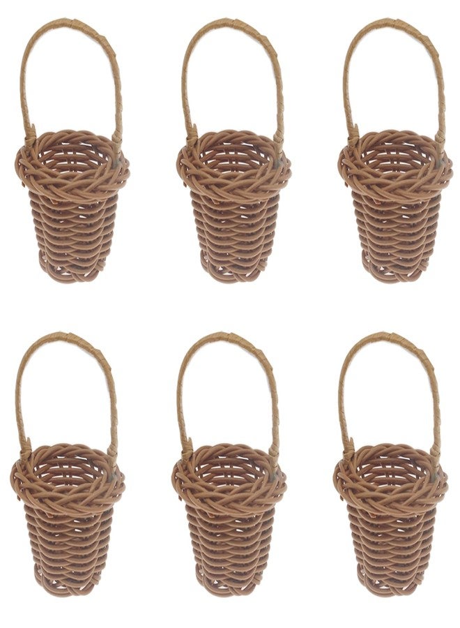 OZXNO مجموعة من 6 سلال منسوجة صغيرة من الخيزران بمقابض، مثالية لحفلات الزفاف، هدايا تذكارية، وديكورات يدوية. - Image 1