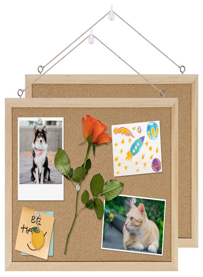 DAHAPYBOO Cork Board Bulletin Board 2 Pack,11X15 Cork Board for Office with Pin Oak Wood Boards,Hanging Corkboards for Office Home School Message Board or Vision Board Decoration - Image 1