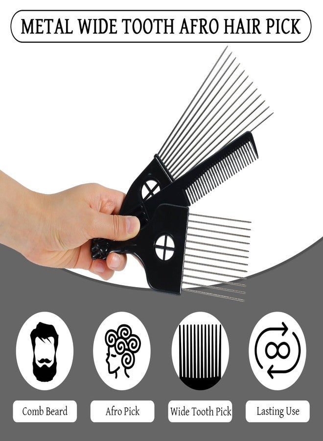 SIMPOR Afro Hair Pick for Men Hair Comb with Metal Pick for Afro Hair, Wide Tooth Comb for Hair Styling, Afro Pick for Women Styling Comb Styling Tool for Natural Curly Hair Beard, 3PCS - Image 3