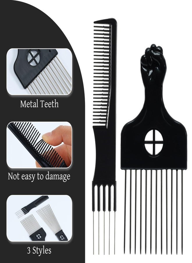 SIMPOR Afro Hair Pick for Men Hair Comb with Metal Pick for Afro Hair, Wide Tooth Comb for Hair Styling, Afro Pick for Women Styling Comb Styling Tool for Natural Curly Hair Beard, 3PCS - Image 4