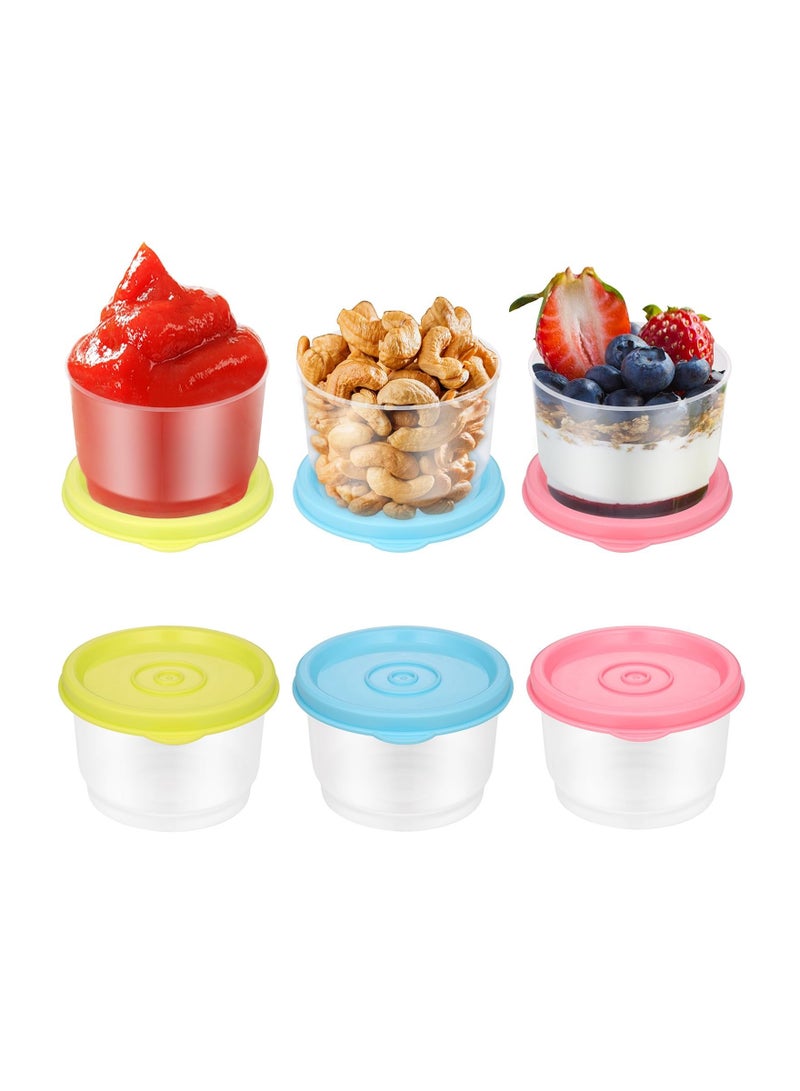 6Pcs Small Food Containers with Lids 160ML Plastic Snack Pots Airtight Kitchen Reusable Stackable Pots for Lunch Microwave Freezer Safe and Dishwasher - Image 1