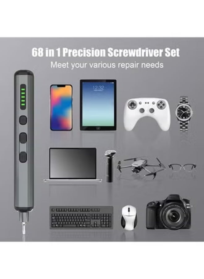 68-in-1 Cordless Electric Screwdriver – Precision Repair Tool with 64 Magnetic Bits, 5 Torque Modes & LED Lights – Ideal for Phone, Laptop & Electronics - Image 4