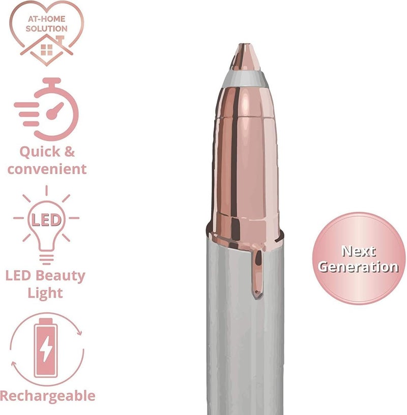 MARK STORE Eyebrow Trimmer & Facial Hair Removal, 2 in 1 Eyebrow Razor and Hair Remover, Rechargeable Painless Razors for Face Peach Fuzz, Eyebrow, Lips, Body, Chin, Arms, with Built-in LED Light (White Pencil) - Image 2
