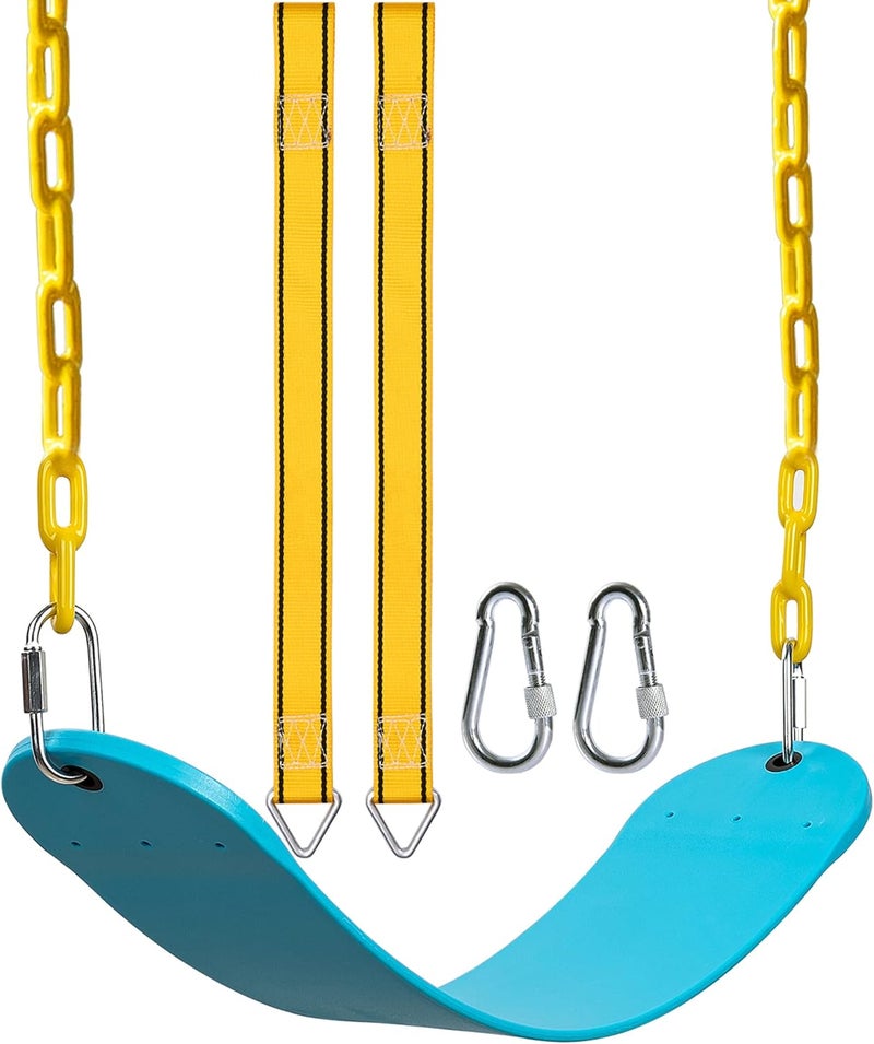 PACEARTH Swing Seat Support 660lb with 68.9 inch Anti-Rust Chains Plastic Coated 23.6 inch Tree Hanging Straps and Locking Buckles Outdoor Playground Tree Swing-Sky-Blue - Image 1