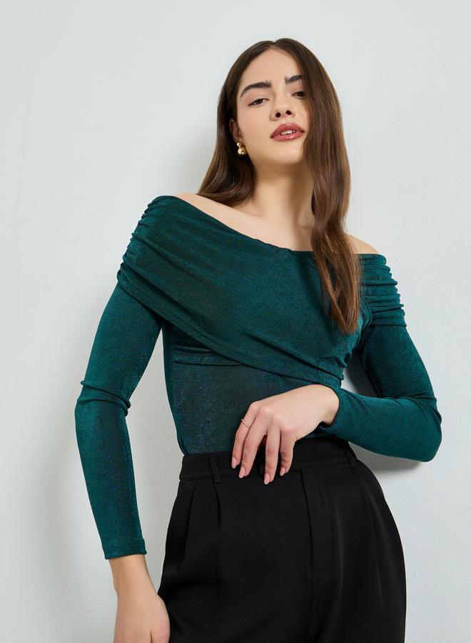 Styli Women Green Off-Shoulder Knit Top - Image 5