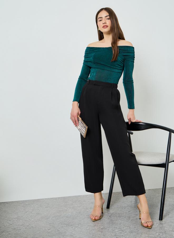 Styli Women Green Off-Shoulder Knit Top - Image 3