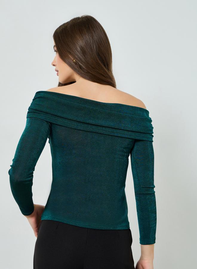 Styli Women Green Off-Shoulder Knit Top - Image 4