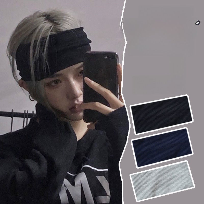 Generic Mens Sweatband Fashion Sports Headband(Knitted) Black + Navy Blue + Grey [Special for Generating Hair]] (Knitted) Black + Navy Blue + Grey [Special for Generating Hair]] 