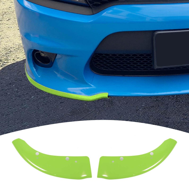 PDKLIN for Charger Front Bumper Lip Splitter Protector Cover Trim for 20152023 Dodge Charger SRT Hellcat Green Exterior Accessories 2pcs