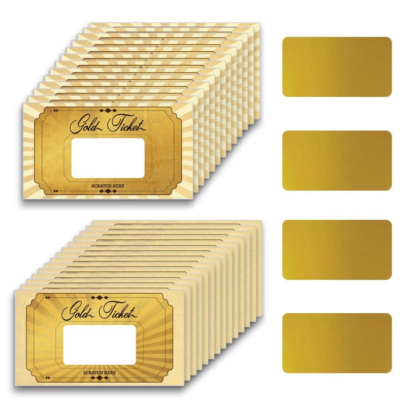PLIGREAT 120 Pieces Gold Ticket Scratch Off Cards Stickers, Blank Gift Certificates Scratch Cards Scratchs Off Tickets DIY Coupon Card for Small Business, Holiday, Bridal Shower Activity, Party Supply - Image 1