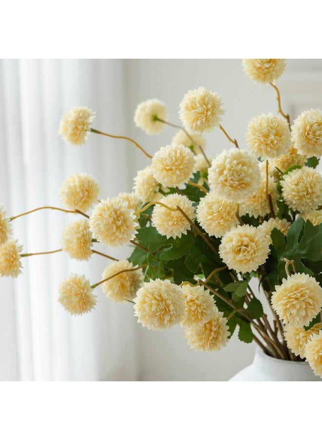 mizii 6Pcs Yellow Fake Silk Pompon Mum Artificial Flowers Bulk Small Faux Chrysanthemums with Stems Realistic Floral Decorations for Wedding DIY Bouquet Centerpieces Shower Vase Home Decor (Yellow) - Image 5