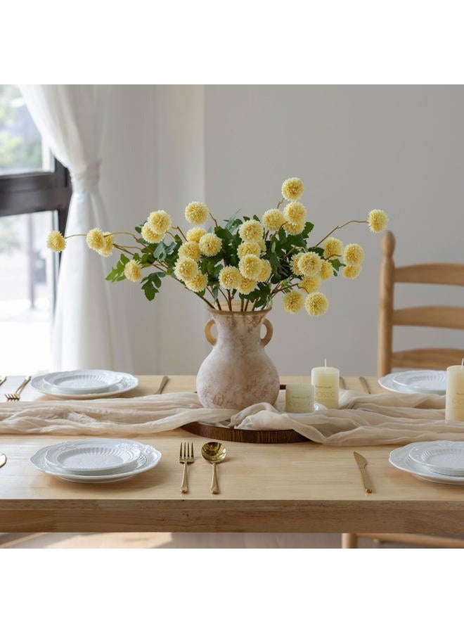mizii 6Pcs Yellow Fake Silk Pompon Mum Artificial Flowers Bulk Small Faux Chrysanthemums with Stems Realistic Floral Decorations for Wedding DIY Bouquet Centerpieces Shower Vase Home Decor (Yellow) - Image 3