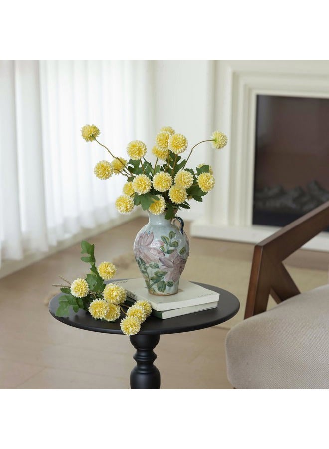 mizii 6Pcs Yellow Fake Silk Pompon Mum Artificial Flowers Bulk Small Faux Chrysanthemums with Stems Realistic Floral Decorations for Wedding DIY Bouquet Centerpieces Shower Vase Home Decor (Yellow) - Image 4