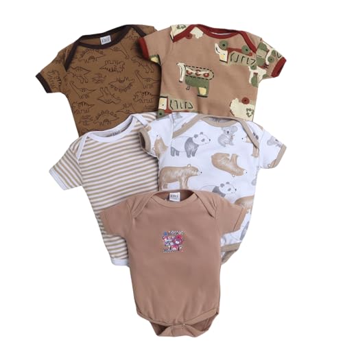 EIO Newborn Baby Cotton Romper Sleepsuit | Half Sleeve Jumpsuit Bodysuit for Boys & Girls | Soft Breathable Baby Clothes Combo Pack - Image 1
