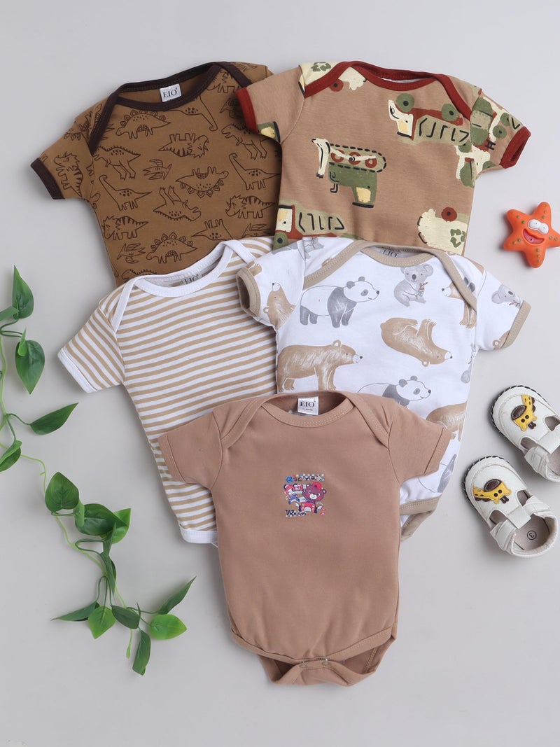 EIO Newborn Baby Cotton Romper Sleepsuit | Half Sleeve Jumpsuit Bodysuit for Boys & Girls | Soft Breathable Baby Clothes Combo Pack - Image 2