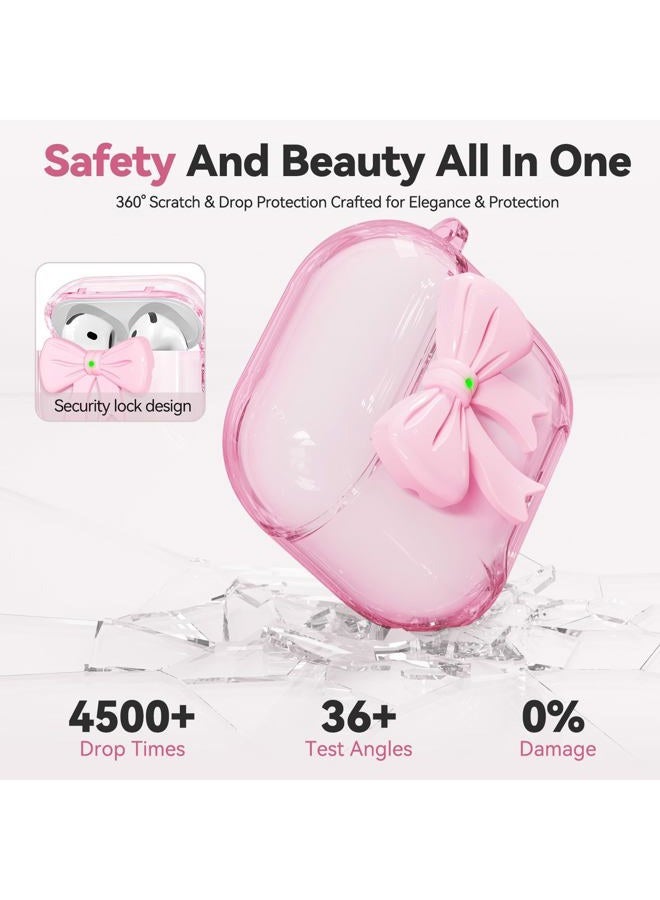 Joremx Cute for Airpods 4 Case Cover, Girly 3D Bow Pattern Design with Cute Butterfly Keychain, Apple AirPods 4th Generation Case 2024 Soft TPU Proteactive with Cleaner Kit Girls Women (Pink) - Image 4