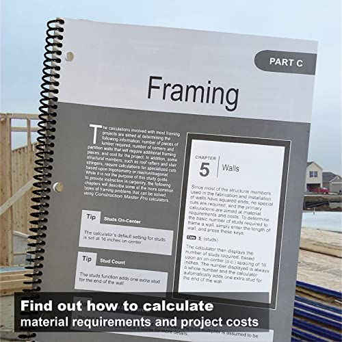 Calculated Industries 2140 Construction Master Pro Workbook and Study Guide | 4 Comprehensive Sections | Site Development | Footings, Slabs, Walls | Framing | Finishing |Practice Problems, Answers - Image 5