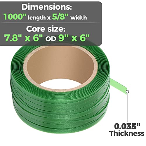 Storage Standard Heavy Duty Packaging Strapping Banding Roll - Green Polyester PET Industrial-Grade, 1000' x 5/8" x 0.035" Pallet Strap Coil - 1400 lbs Break Strength, Rust-Resistant with Self Dispensing Box Kit - Image 5