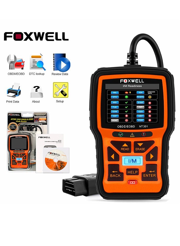Foxwell NT301 OBD2 Scanner Professional Mechanic OBDII Diagnostic Code Reader Tool for Check Engine Light - Image 1