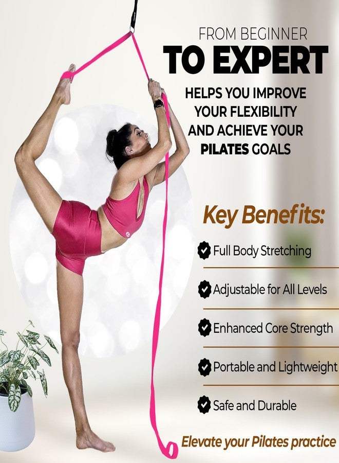 Zenmarkt Pilates Stretching Strap with Door Anchor - Flexibility Equipment for Pilates Practitioners - Ideal for Improving Leg Flexibility, Core Stability, and Posture Alignment at Home (Pink) - Image 4