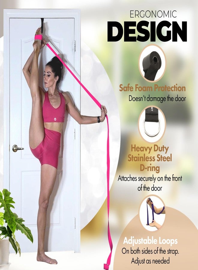 Zenmarkt Pilates Stretching Strap with Door Anchor - Flexibility Equipment for Pilates Practitioners - Ideal for Improving Leg Flexibility, Core Stability, and Posture Alignment at Home (Pink) - Image 2