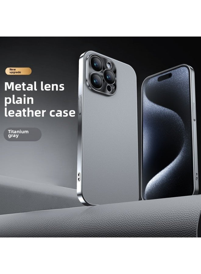 Leather Phone Case Electroplated For Apple Metal Lens Drop-resistant Hard Protective Cover Multiple Models Available