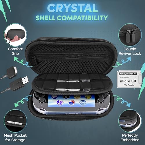 Skywin 4in1 Kit for PS Vita 2000 Slim Black Case with Front Back Protector Adapter Charger Cable Micro SD Card - Image 3