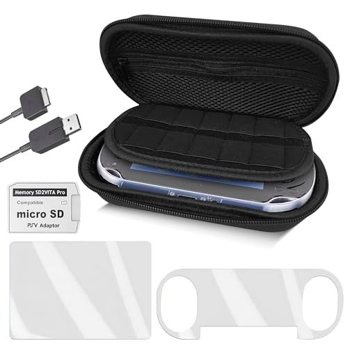 Skywin 4in1 Kit for PS Vita 2000 Slim Black Case with Front Back Protector Adapter Charger Cable Micro SD Card - Image 1